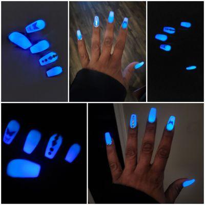 Ombre glow in the dark Gel nails and I love  them!