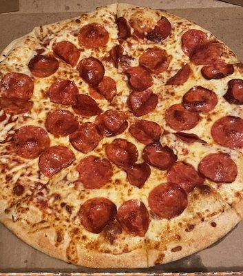 $5.99 classic pepperoni. Lots of cheese and pepperoni. Crust wasn't as good. Great value overall!