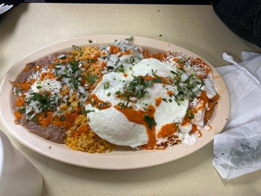 Chilaquiles rojos over medium