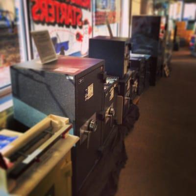 Some of the many safes we offer displayed in our showroom.