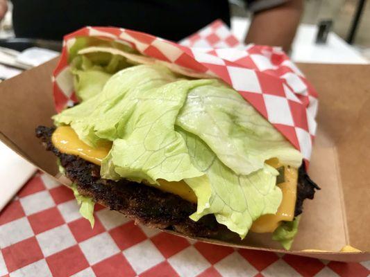 Beleaf Cheeseburger ($8.25). All vegan and very tasty!