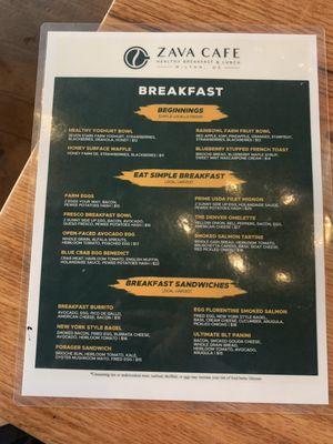 Breakfast Menu