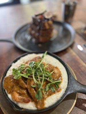 Shrimp and cream cheese Grits and Honey and Fig French Toast