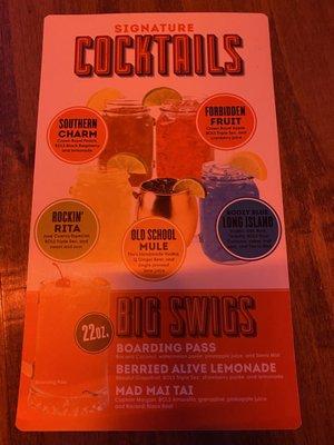 Cocktail menu