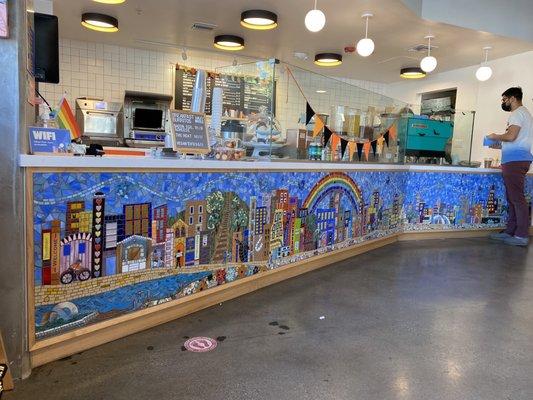 Love the mosaic at the coffee bar!