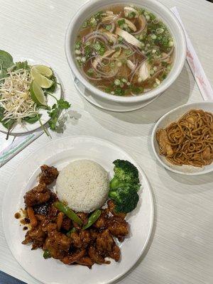 General Tsos Chicken Rice Plate and chicken pho