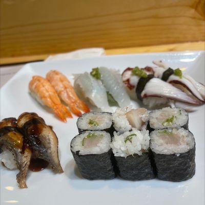 Assortment of traditional nigiri sushi