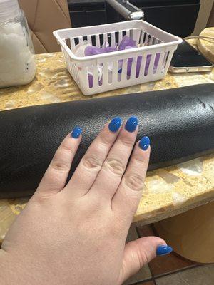 Blue dip almond shaped nails