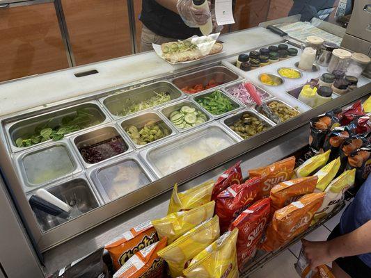 Fresh ingredients to choose from for your sandwich inside this Subway