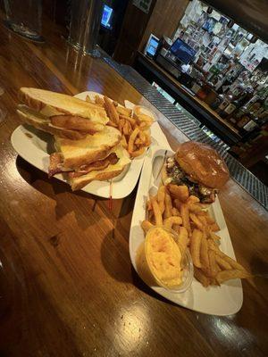 Grilled Cheese Sandwich and Smashed Blue Burger