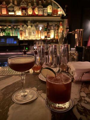 From cocktail menu: their version of espresso martini and something with mezcal