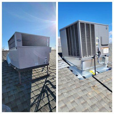 Before and after, 5.0 ton 16 seer RUUD Package Unit