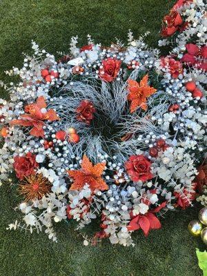 Another beautiful outdoor wreath hand-crafted to survive any outdoor weather!