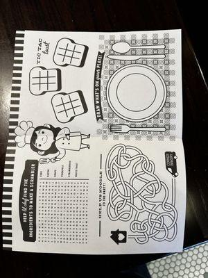 Kids Menu BUT NO CRAYONS!