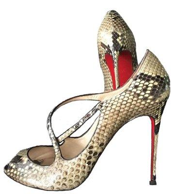 Christian Louboutin snake skin, strappy stilettos