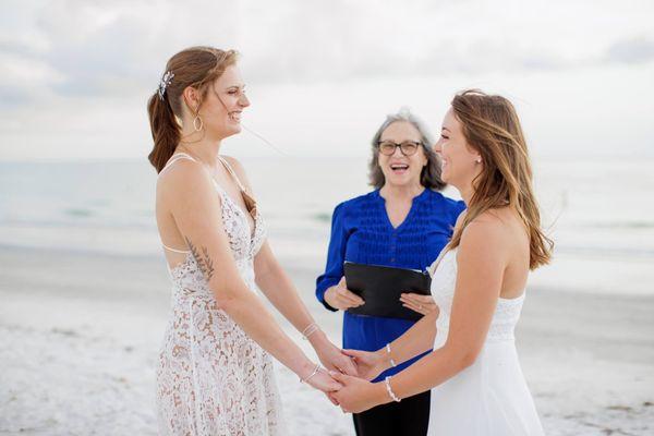 The joy spilled over into laughter! Emily & Autumn's beach nuptials.