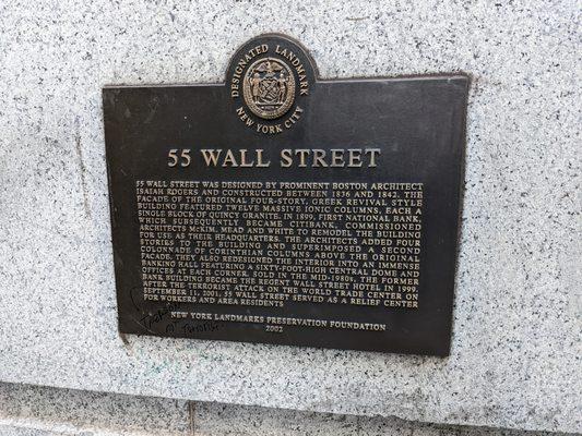 55 Wall Street Historical Marker