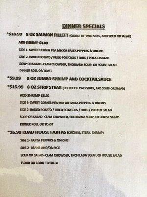 Menu @ Roadhouse 95 - 11/20/19