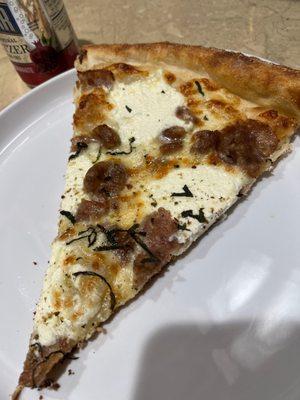 White slice with sausage