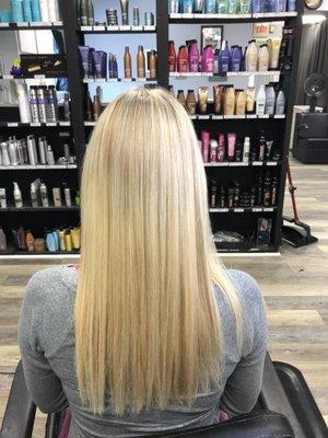 Beautiful highlight, lowlight, and smoothing treatment done by Angie!