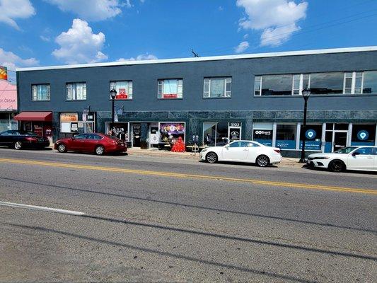 The storefront from across the street.