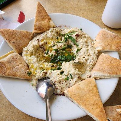 Baba Ganoush with Pita bread (already eaten some before picture  )