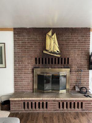 The Jonas House features this grand fireplace!