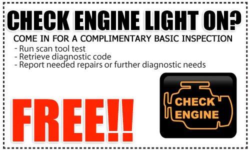 FREE CHECK ENGINE LIGHT SCAN! & $50 CREDIT TOWARD YOUR 1 HOUR OF DIAGNOSIS