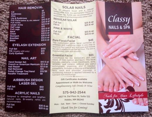 Brochure/price list front side