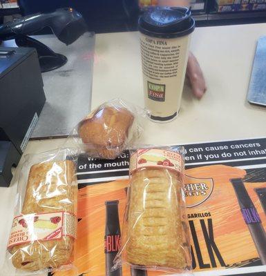 Coffee, danishes & a muffin.