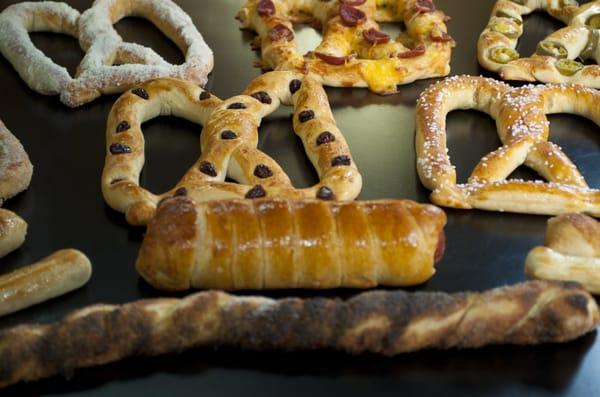 Hand rolled pretzels made right there, at Station's Cafe.