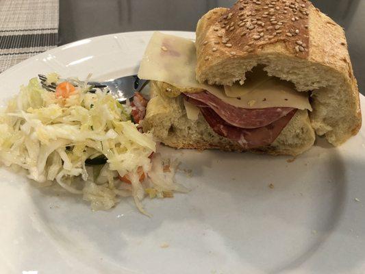 Salami & Capicola Sandwich with coleslaw