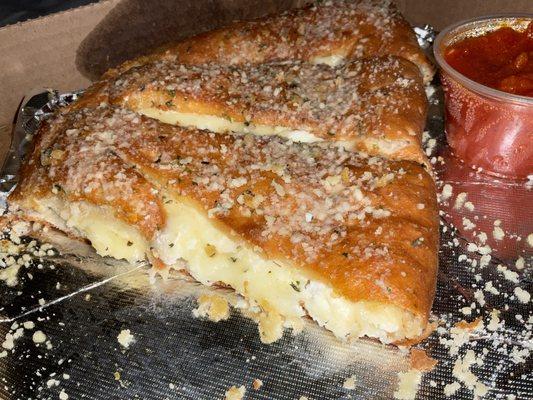 Inside cheese calzone