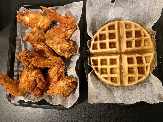 Chicken wings and homemade waffle