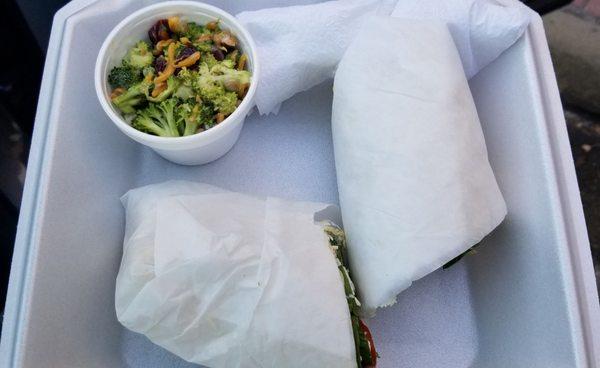 Wrap with brocolli salad