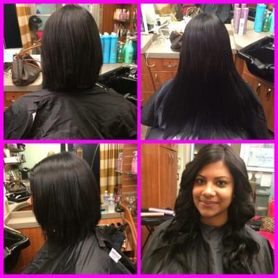 before extensions and after- straight and curled! ultra glam