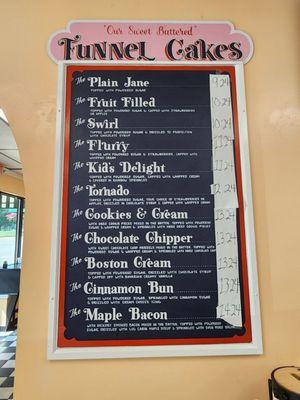 Funnel cake menu