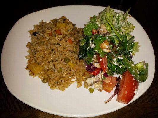 Pineapple jalapeño fried rice and salad