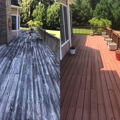 Before and After Exterior DeckSolid Stain