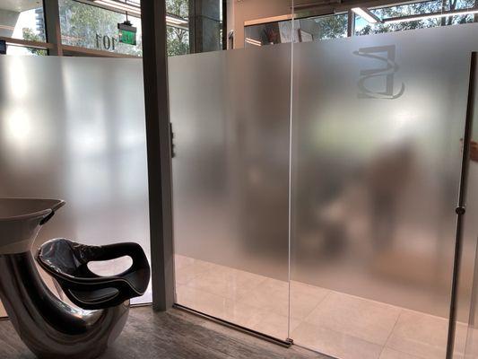 LLumar's Silver Shimmer Decorative film for privacy and a great look in the studio to provide a unique look