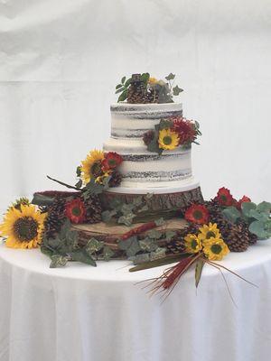 Perfect wedding cake for our outdoor, rustic wedding!  Thanks for making this the sweetest day ever!