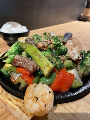 Chicken, Beef and Shrimp hibachi