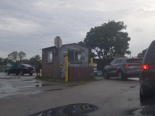 The cars lined up to drop off paints