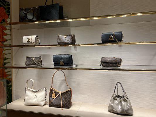 Lovely purses on their shelves