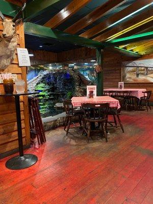 Waterfall in dining area.