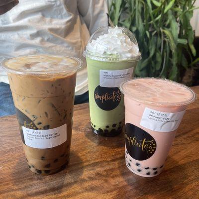 Vietnamese Ice Coffee + Matcha Coco Smoothie + Strawberry Tea