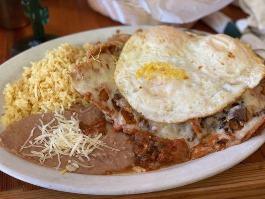 Chilaquiles with steak and eggs