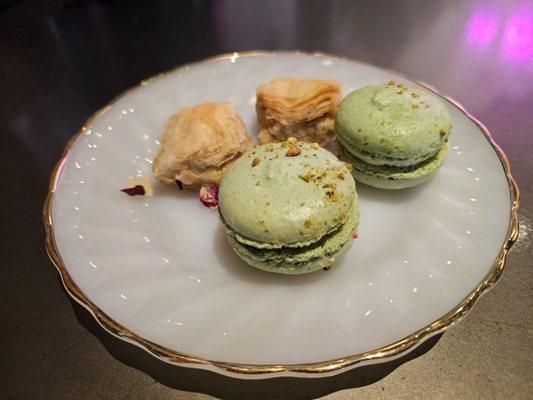 Pistachio Macarons and Rose Baklava