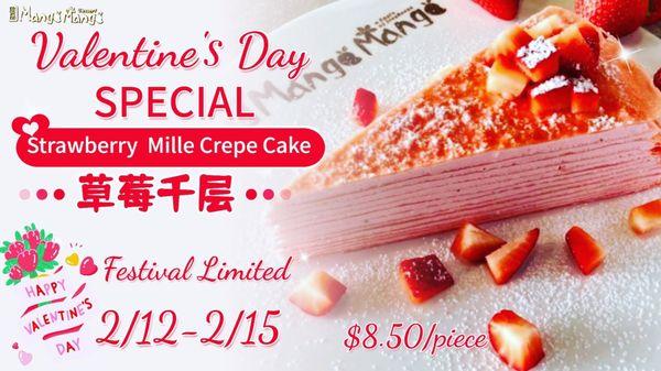 Valentine's Day Special !!! Strawberry Mille Crepe Cake