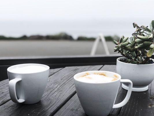 Cappuccinos on the deck